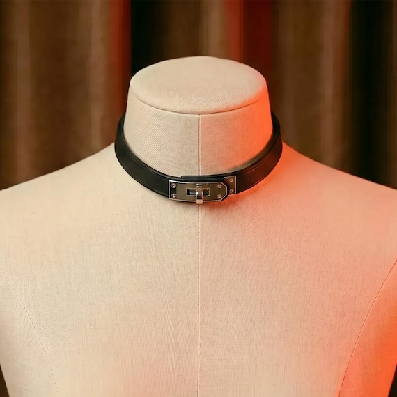 Black Minimalist Leather Choker Collar | Adjustable Gothic Punk Day Collar | Subtle Statement Choker | Gift for Couples