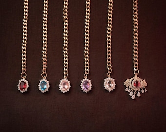 Gargantilla de cadena deslizante dorada Y2K / Collar largo con piedras preciosas estilo gótico pastel punk grunge / Joyería llamativa para fiestas y ocasiones especiales / Regalo para ella