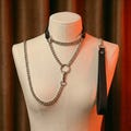 Black Leather Choker with Slip Chain | Detachable O-Ring Collar | Gothic Punk Leather Martingale Collar | Gift For Her product logo