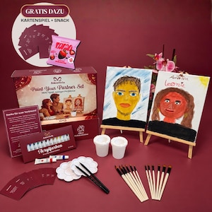 Måla din partner-kit för dejtkvällsupplevelser för par, konstset, dukar, stafflier, färger, penslar och guide, dejtidéer, morsdagspresent