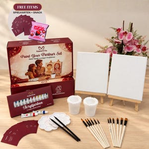 Paint Your Partner Kit Date Night Experience Couples Art Set, Canvases, Easels, Paints, Brushes & Guide, Date Night Ideas, Mothersday gift