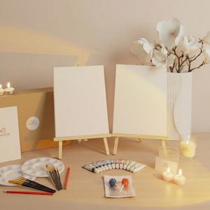 Amorivia® Paint My Partner Date Night Box | Couples Art Kit, Canvases, Easels, Paints, Brushes & Guide, Valentines Day Gift