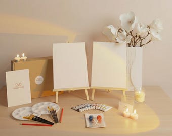 Paint Your Partner Kit Date Night Experience Couples Art Set, Canvases, Easels, Paints, Brushes & Guide, Date Night Ideas, Mothersday gift