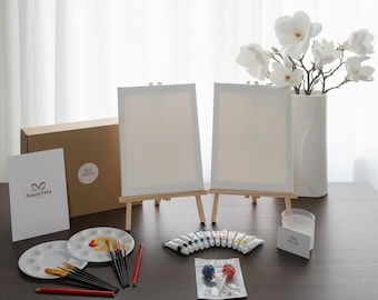 Paint My Partner Date Night Box | Couples Art Kit, Canvases, Easels, Paints, Brushes & Guide, Valentines Day Gift