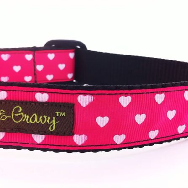 Dog Collar with Valentine's Day Mini Hearts Print - 1 inch width - "Sweetheart"