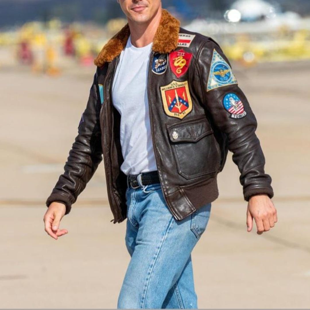 Tom Cruise Top Gun Peter Meverick Flying Bomber Genuine Leather Jacket ...