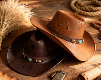 Custom Engraved Cowboy Hat, Vintage Style Western Rodeo Hat