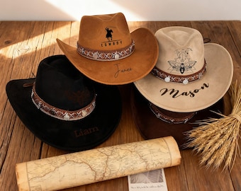 Sombrero de vaquero de lana hecho a mano: sombrero de vaquero personalizado