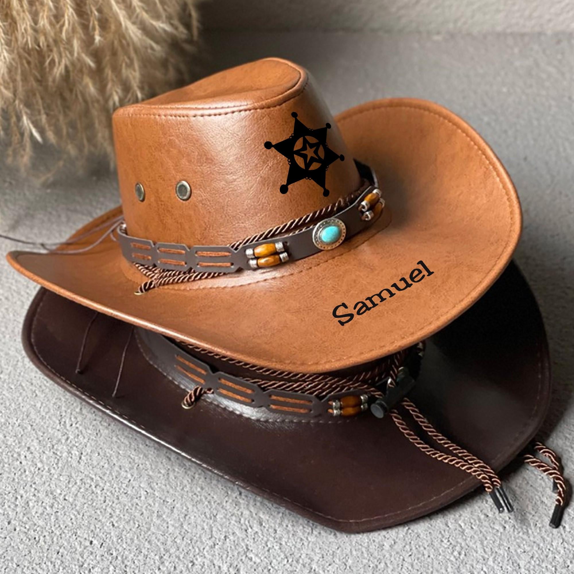 Custom Engraved Cowboy Hat, Vintage Style Leather Western Hat - Etsy