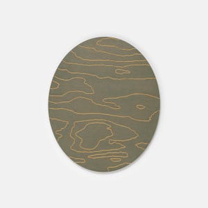 Arte de pared de madera ovalada verde: colgante de pared de madera texturizada