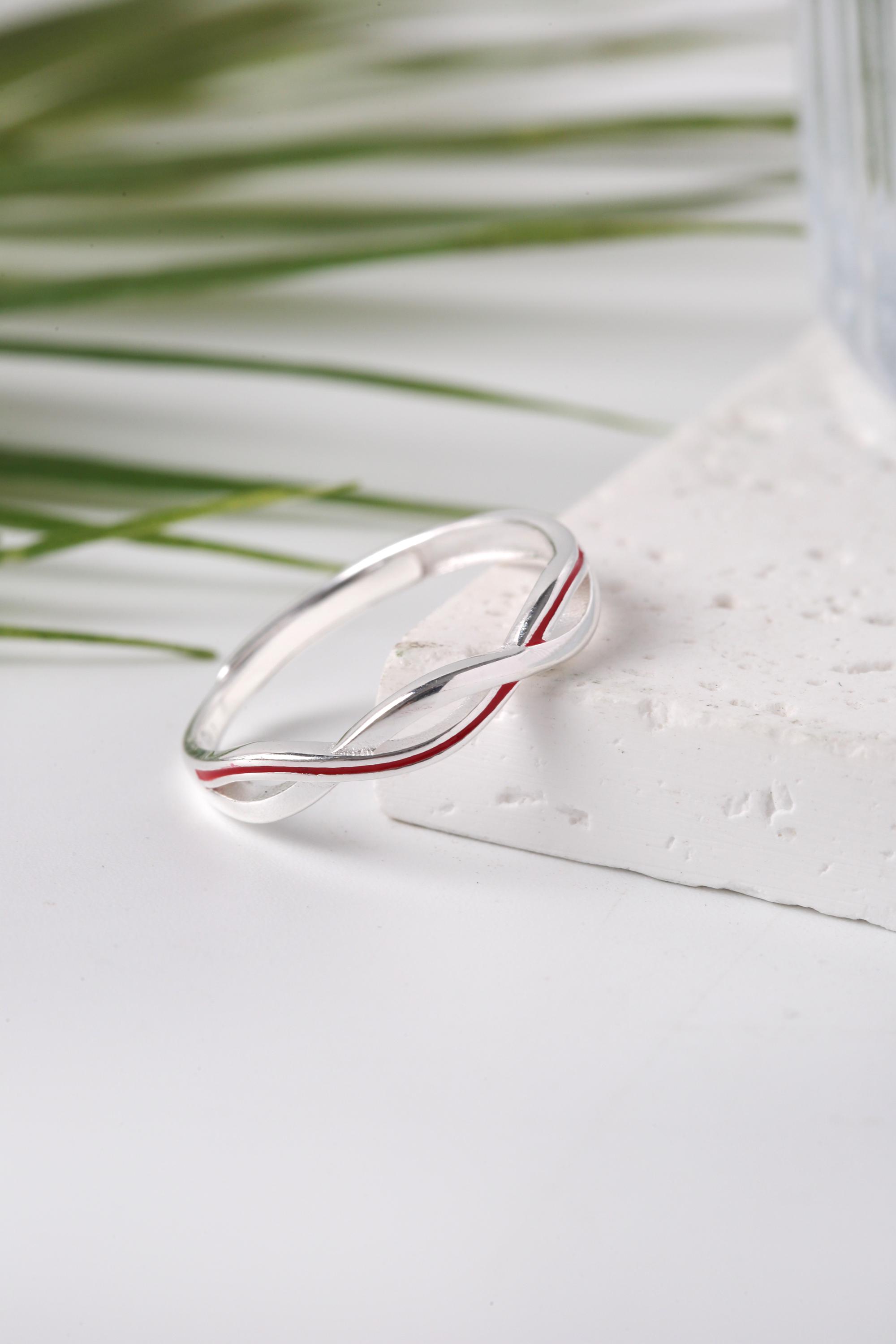Redline Rings 999 Sterling Silver Red Line Couple Rings, Adjustable Matching Rings ...