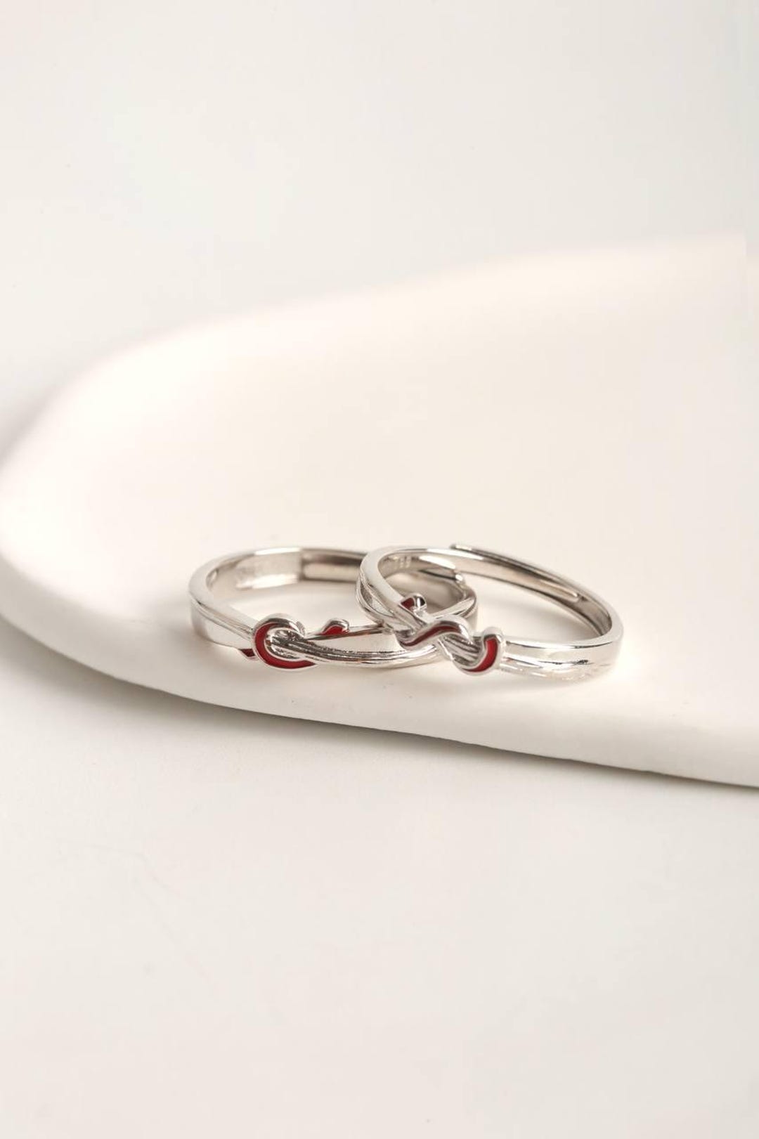 Red Thread Rings 999 Sterling Silver Red Thread Knot Couple Rings, Eternal Bond Wedding ...
