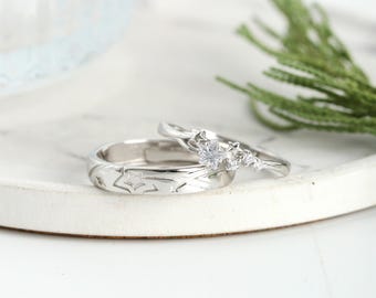 Starlight Journey 999 Sterling Silver Couple Rings with Shooting Star Design, Free Engraved, Adjustable Wedding & Promise Ring Set