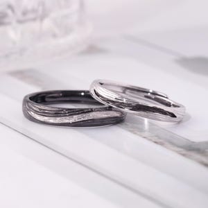 925 STERLING SILVER Åldras med dig Matchande ringar, Justerbar ring, Gratis gravyr, Personligt vigselringset, Jubileumssmycken