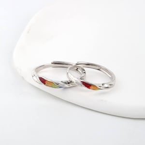 999 Sterling Silver Rainbow Matching Rings, Free Engraving, Adjustable, Customized Anniversary Jewelry for Couples, Minimalist Rainbow Rings
