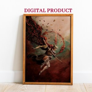 Malenia poster, Elden ring digital art, Elden ring oil art, elden ring canvas, elden ring wall art, Malenia elden ring wall art