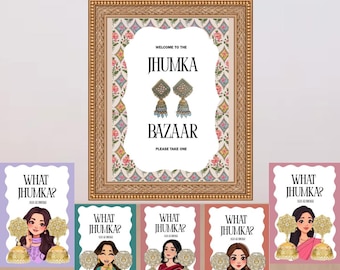 Jhumka Station Sign jhumka favor cards what jhumka cards dholki Mehndi decor jhumka earring cards mehndi favors table decor desi