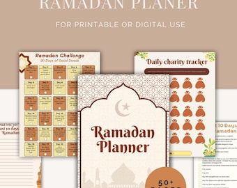 Ramadan planner 2026 printable digital Ramadan planner PDF plr Ramadan calendar 2026 fasting tracker Muslim Ramadan journal salah tracker