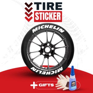 Michelin Tire Lettering Tyre Sticker fits to 16&quot;-22&quot; Permanent Tyre Letters Set for 4 tires universal fitment