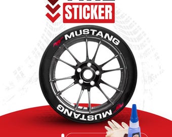 "Mustang Reifenschriftzug Reifenaufkleber passend für 16"-22" Permanent Reifenbuchstaben Set für 4 Reifen universell passend."