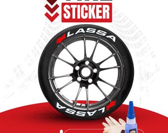Adhesivo con letras para neumáticos Lassa que se adapta a neumáticos de 16" a 22", juego de letras permanentes para 4 neumáticos, ajuste universal