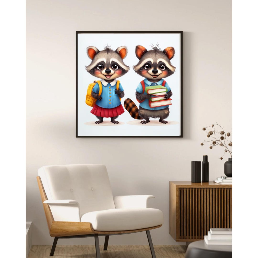 School Backpack Raccoon Back to School Raccoon Clipart – Cute Animal Students With Books ...