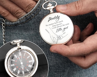 Personalized Pocket Watch, Father's Day Gift For Him, How Much Time Passes, I Will Always Be Your Little Girl Pocket Watch, Gift For Dad