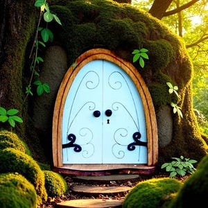 Fairy Door &quot;Emma&quot; – Handcrafted Miniature Elf Door for Tree, Garden, Outdoor or Indoor Decor | Tooth Fairy Door | Fairytale Gift