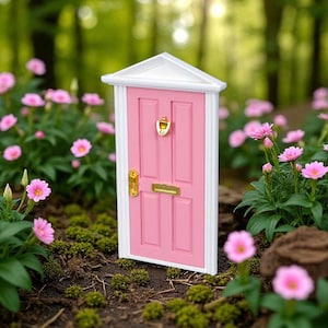 Fairy Door Pink | Miniature Elf Door for Wall or Tree | Magic Pixie Door | Fairy Garden Decor | Dollhouse Accessory | Kids Gift