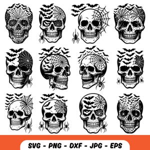Skull Halloween SVG Bundle, Skull Halloween SVG, Halloween svg Bundle, Haunted Creepy Cut Files, Spooky Season mens svg, Halloween shirt svg