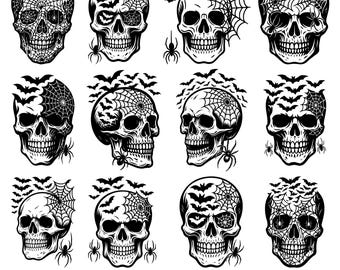 Skull Halloween SVG Bundle, Skull Halloween SVG, Halloween svg Bundle, Haunted Creepy Cut Files, Spooky Season mens svg, Halloween shirt svg