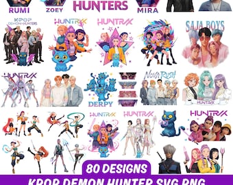 Huntrix Kpop Demon Hunters PNG SVG, Kpop Idol Group Shirt design, Girl Dinner Png, Saja Boys Girls Bands Png, Huntrix fans, Digital Download