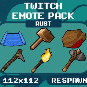 Rust Twitch Emote Pack – Rust Game Tools Icons, Gamer Emotes for Twitch, Discord & Streaming