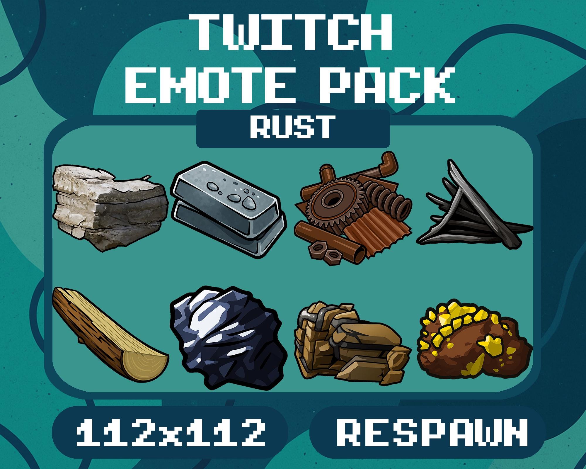Rust Twitch Emote Pack – Rust Game Materials Icons, Gamer Emotes for ...