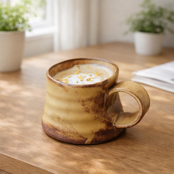 Tazza da caffè rustica fatta a mano, tazza da caffè in ceramica irregolare, tazza in gres, tazza da caffè per tutti i giorni, regalo per gli amanti del caffè