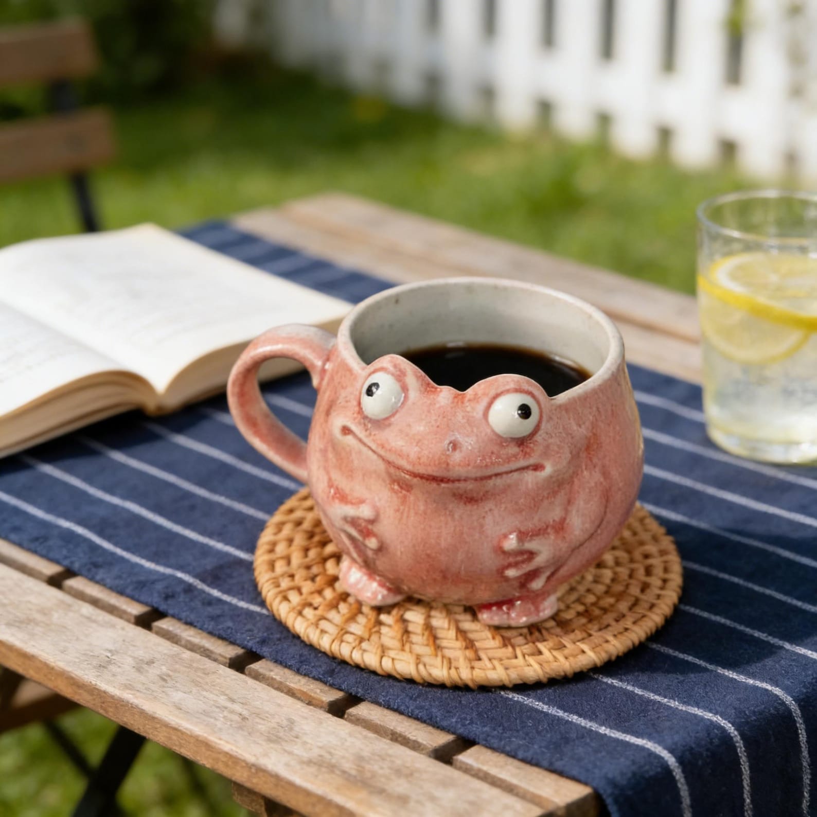 Cute Frog Ceramic Mug, Funny Handmade Frog Coffee Cup, Whimsical Animal Tea Mug, Unique Pottery Mug Gift - Pink