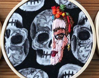 Frida Kahlo Half-Skull Embroidery
