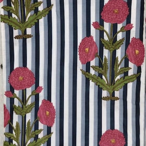 Handmade Block Print Fabric by Meter, 100% Cotton Natural Fabric, Indian Hand Block Printed Textile, Sewing Fabric, Dressmaking fabric.