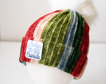 Baby It's Cold Outside Striped Beanie - Song Inspired Winter Pom Pom Hat - Ready to Ship