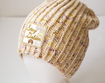 Cream Golden Girls Slouchy Beanie - Stay Golden Sparkly Winter Hat - Ready to Ship