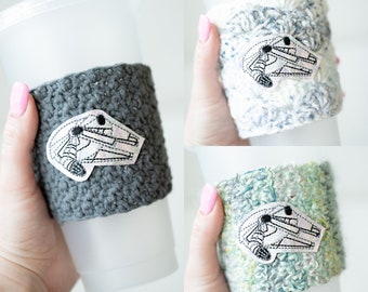 Silver Spaceship Holographic Coffee Cozy - Star Battles Galaxy Space Hot or Iced Drink Holder - Ready to Ship