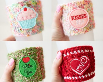 Valentine's Day Assorted Coffee Cozies - Cute Quirky Drink Cozy Gift - Ready to Ship