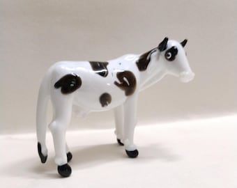 牛の動物が描かれた手作りガラス、アートガラス、吹きガラス、ガラス