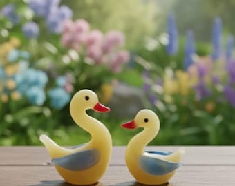 Funny Duck Glass Sculpture, Lampwork Banana Statue, Murano Glass