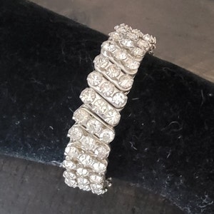 Vintage Clear Rhinestone Stretch Bracelet- Free Shipping in the US