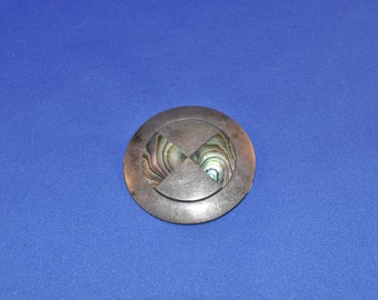 Antique Sterling Silver Abalone Pin/Pendant - Marked Mexico Taxco 925