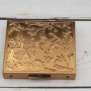 Vintage Gold Tone Floral Embossed Compact Case | Vanity Decor, Restoration Project