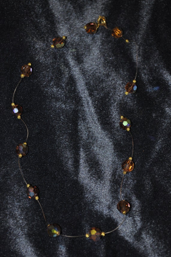 Beautiful Amber Aurora Borealis Beaded Necklace