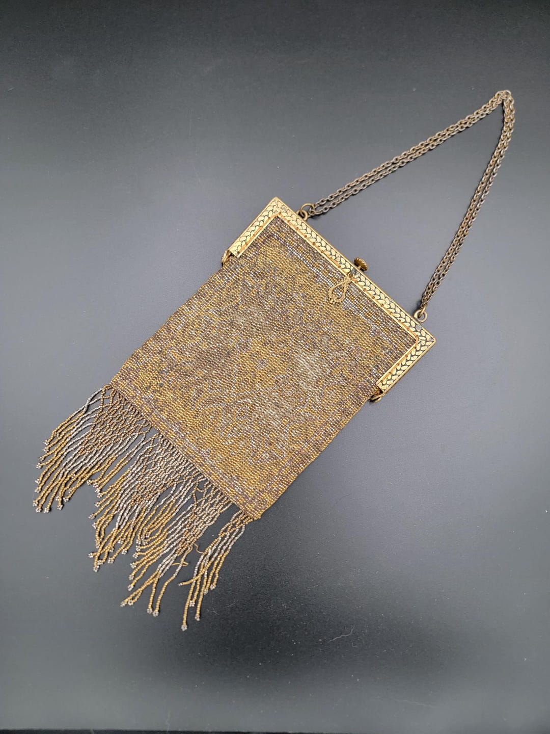Antique French Micro Beaded Purse | 1920s Art Deco Fringe Evening Bag ...