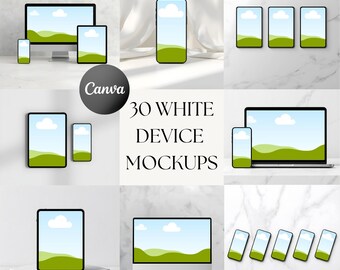 30 weiße Geräte Mockups Canva Bundle für Etsy Listing Templates, Laptop Mockup Iphone Template